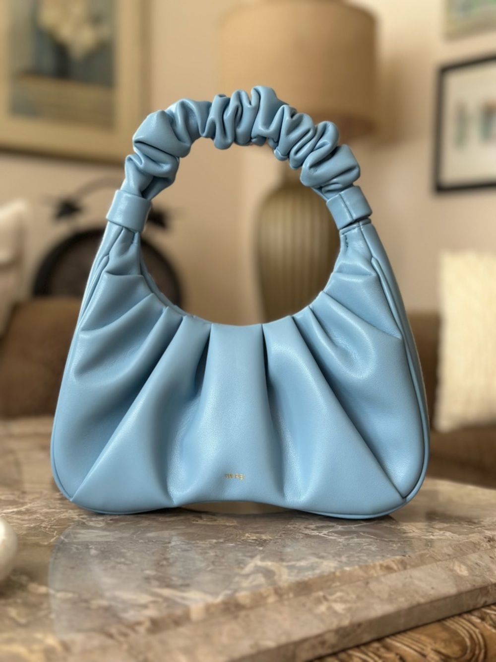 JW PEI Powder Blue Ruched Hobo Bag | Vegan Leather Shoulder Purse